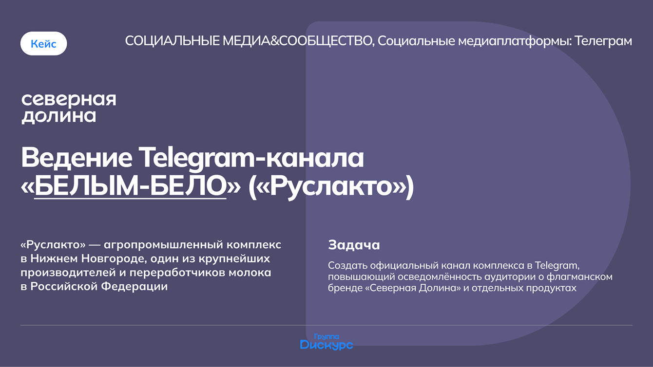 Ведение телеграм-канала "Белым-бело" (РУСЛАКТО)