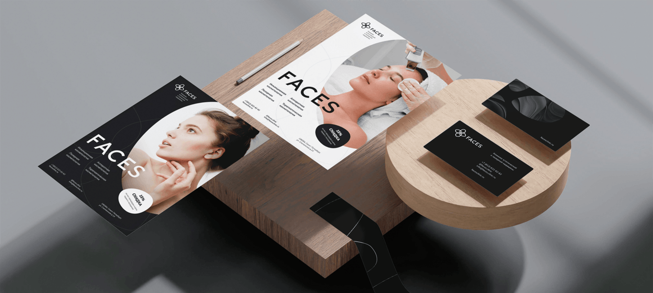 Логотип и фирменный стиль для клиники эстетической и лазерной медицины Faces