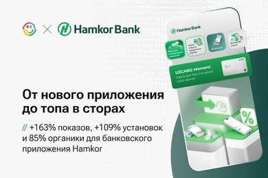 От нового приложения до топа. +163% показов и +109% установок для банковского приложения Hamkor