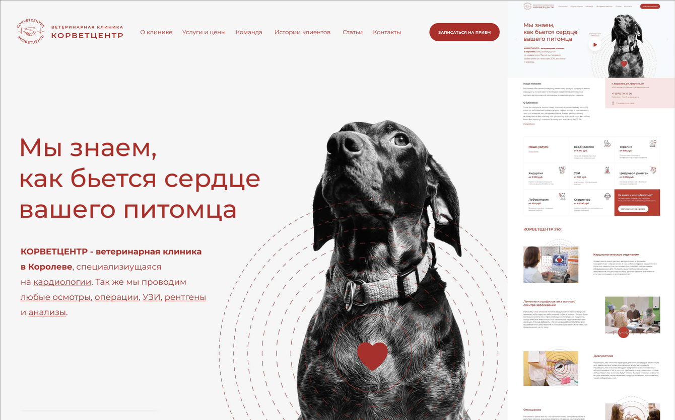 Вовлекающий сайт для ветеринарной клиники