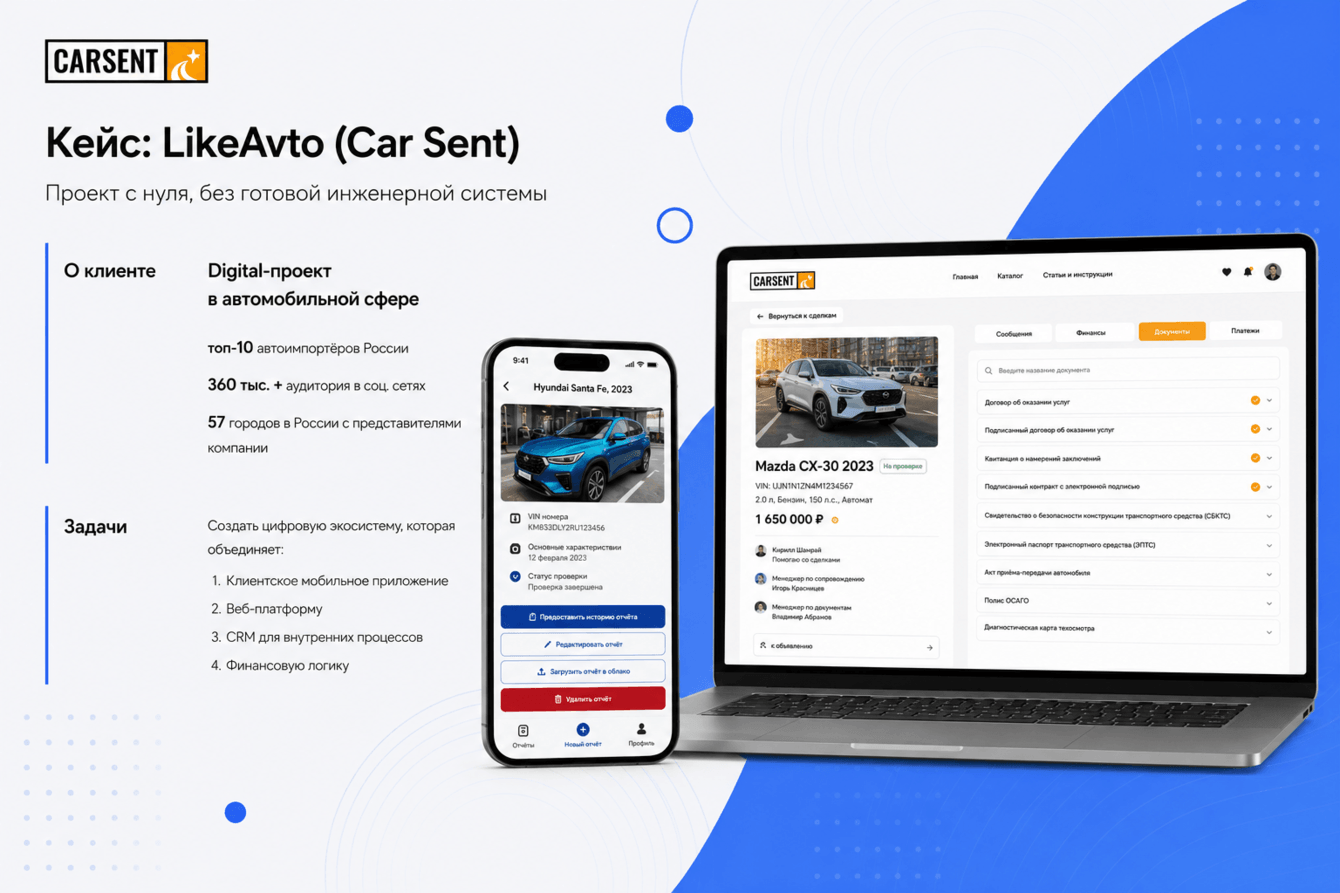Цифровой сервис для компании по импорту автомобилей