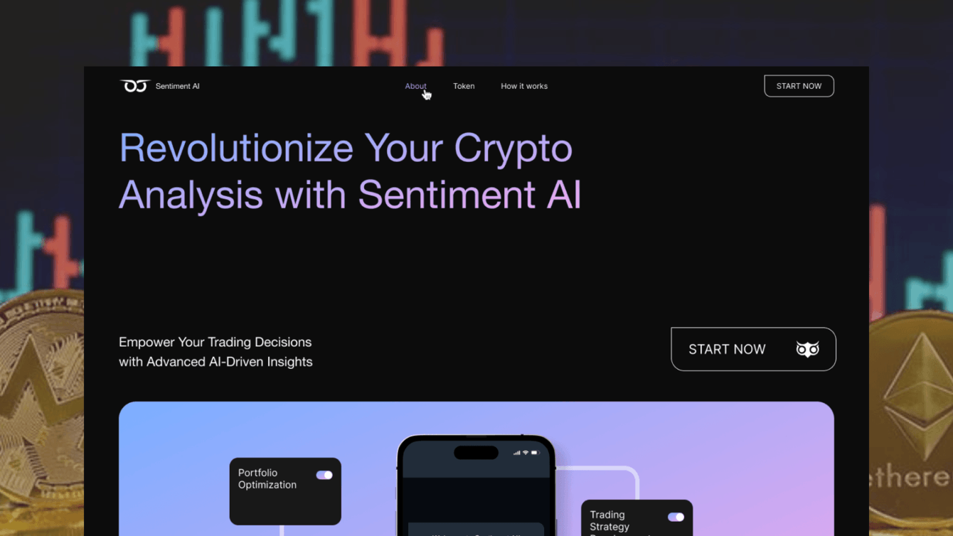 Разработка лендинг пейдж  для платформы  Sentiment AI