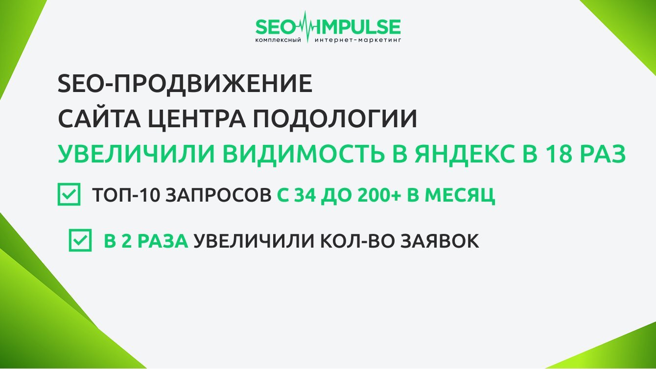 SEO-продвижение сайта центра подологии: увеличили видимость в Яндекс в 18 раз