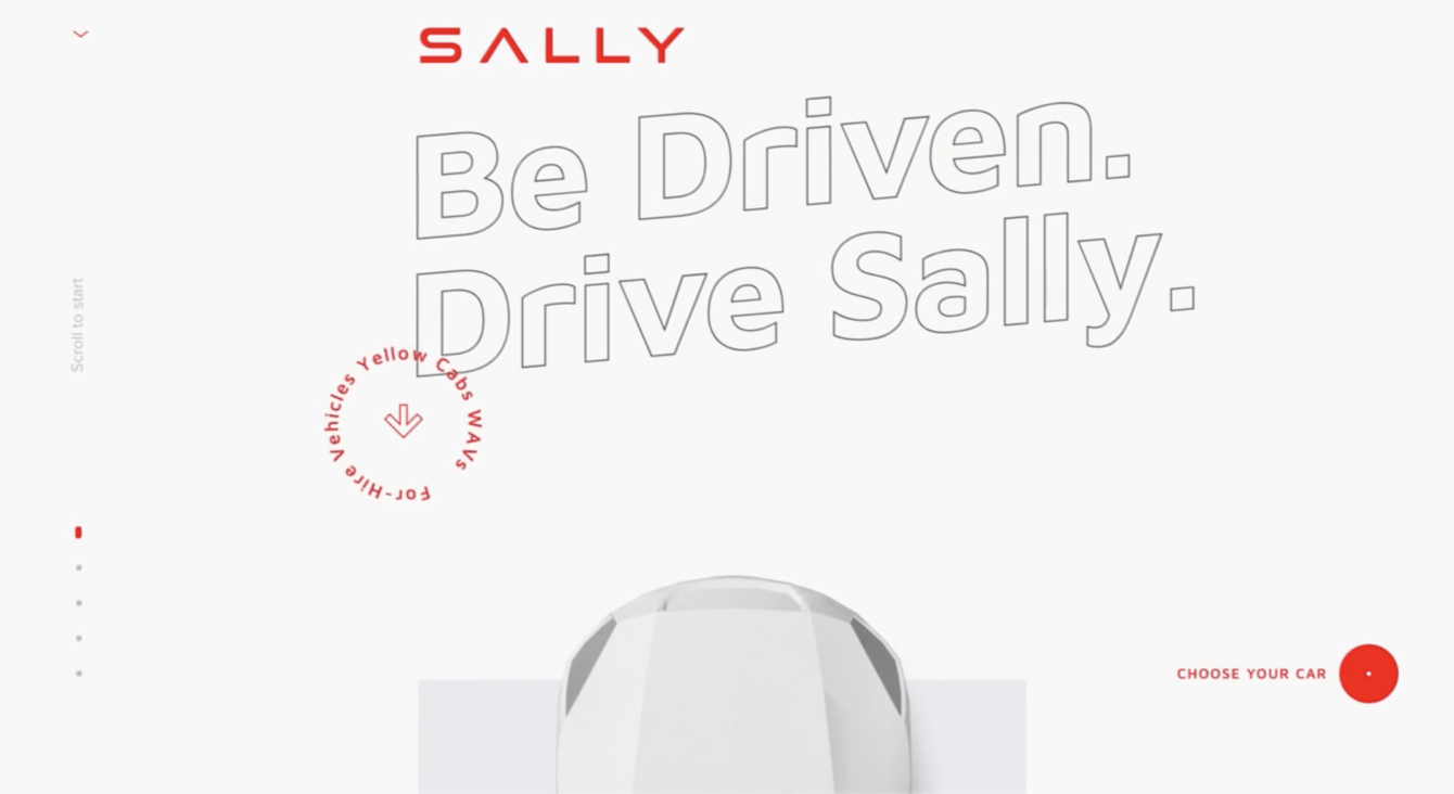 Сайт с 3D-элементами для сервиса аренды авто Sally