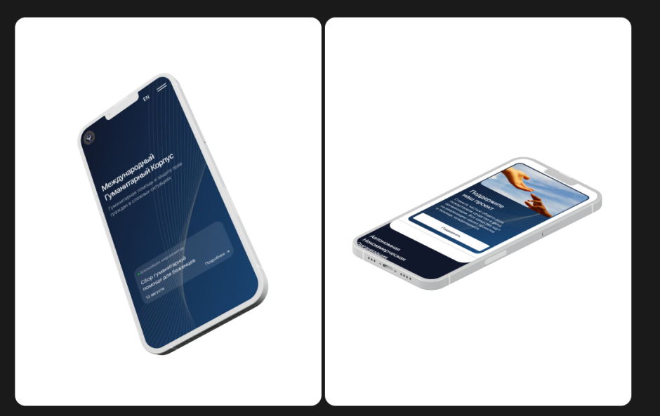 Разработка сайта для Международного Гуманитарного Корпуса - платформа для доноров и волонтеров