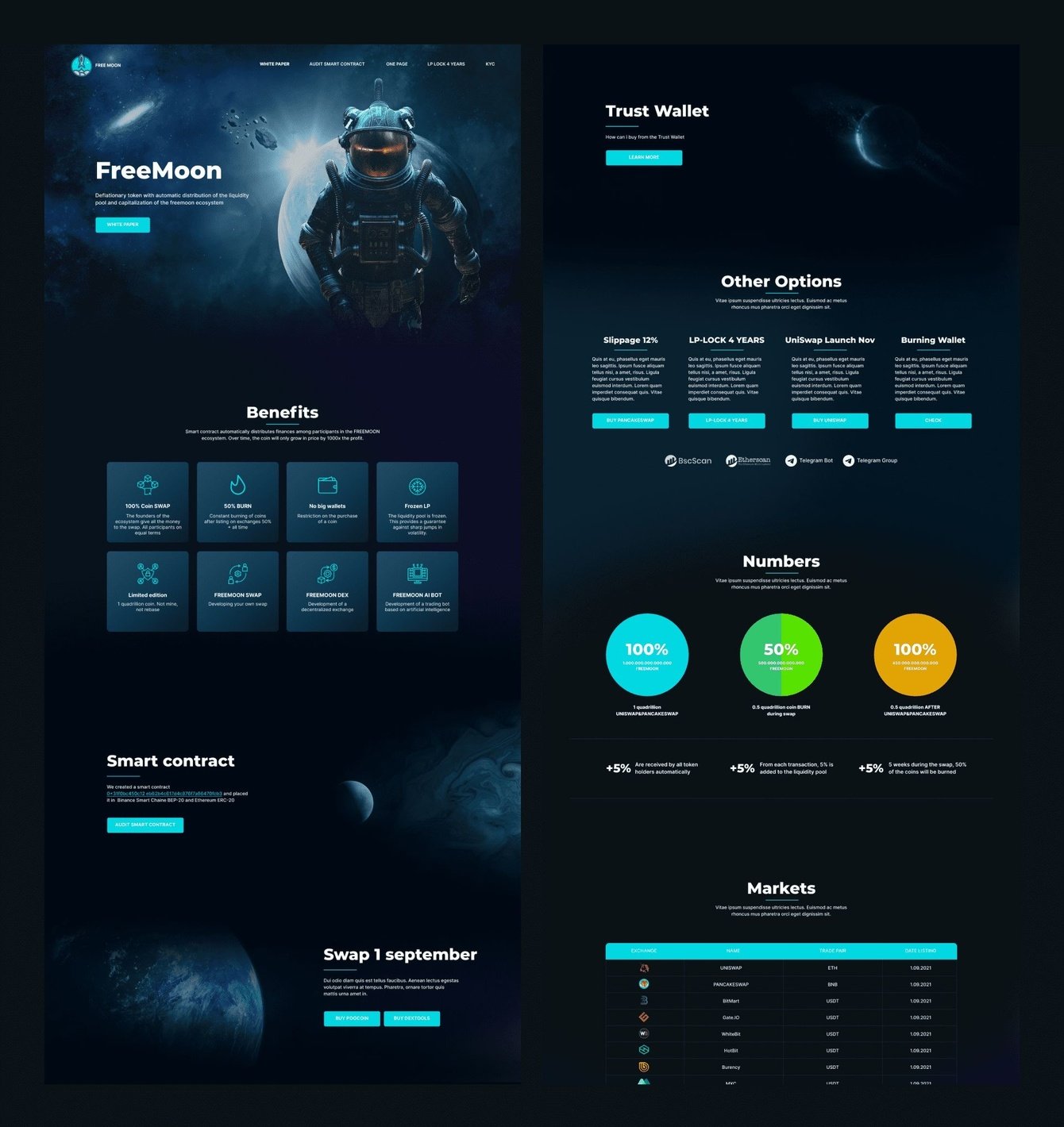 FreeMoon — лендинг и миграция токенов