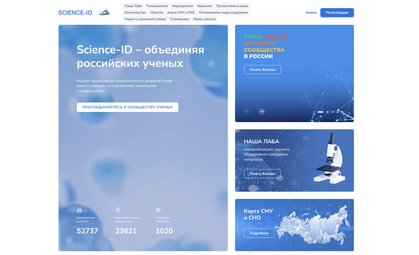 Развитие сайта и админпанели Science-ID