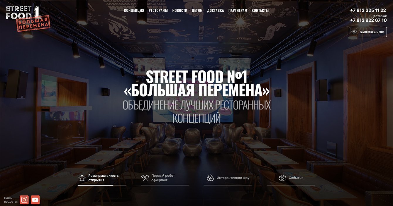 Сделали сайт для ресторана "Street food bar №1"