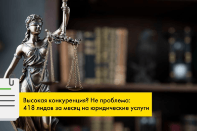 Высокая конкуренция? Не проблема: получили 418 лидов за месяц для юридической фирмы