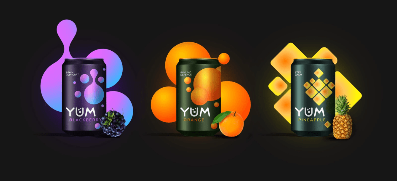 YUM: Энергия мегаполиса в дизайне упаковки функционального напитка
