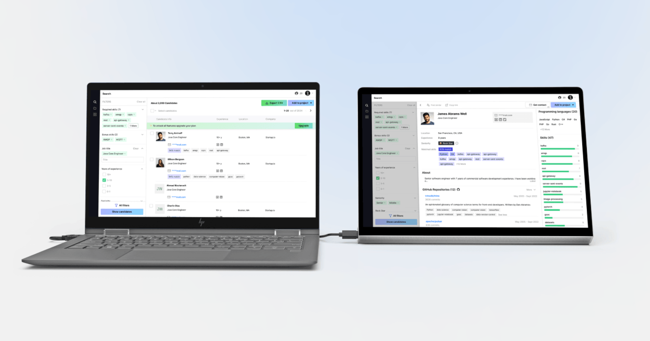 Помогли разработать сервис рекрутинга разработчиков на основе кода для стартапа из США