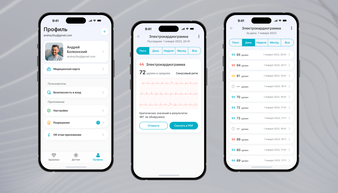 Мобильное приложение для комплекса систем круглосуточного мониторинга сердечных патологий
