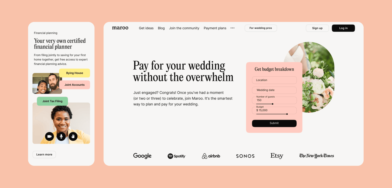 Лендинг сервиса планирования и оплаты свадеб в рассрочку