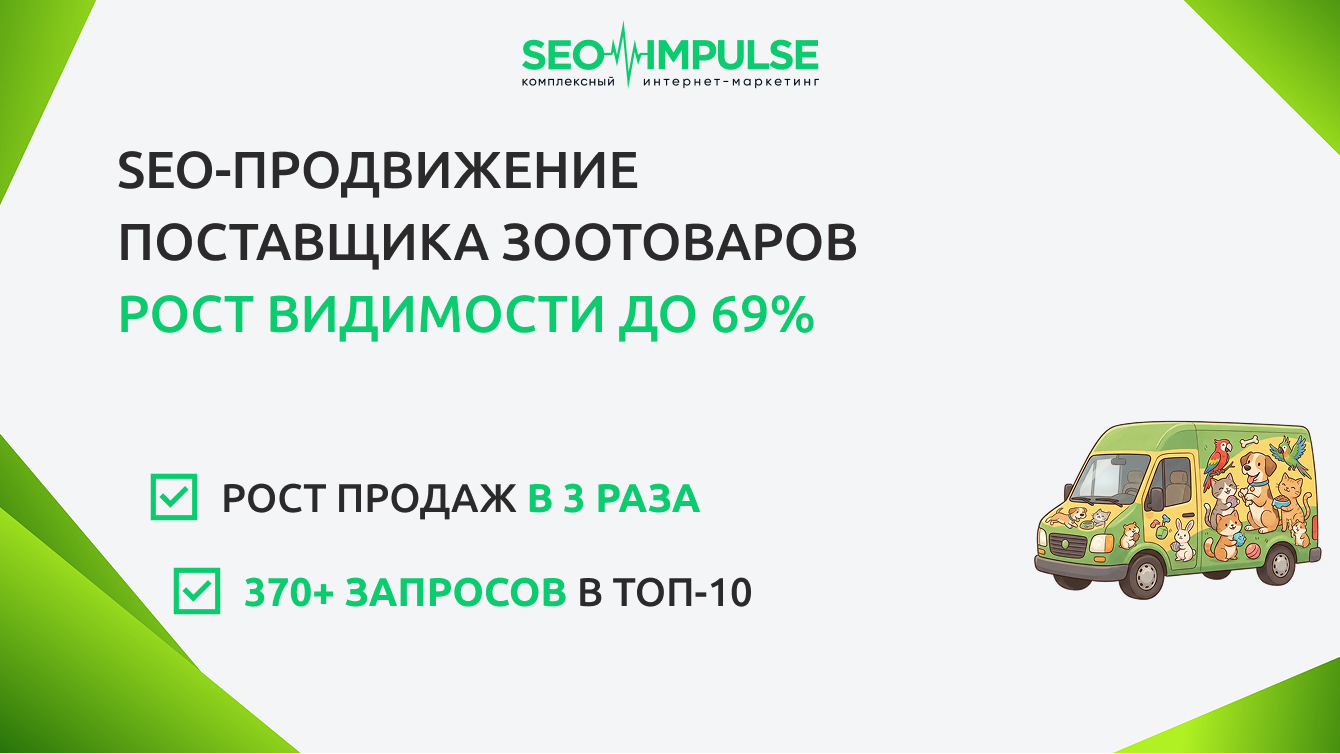 SEO-продвижение поставщика зоотоваров: рост видимости до 69%