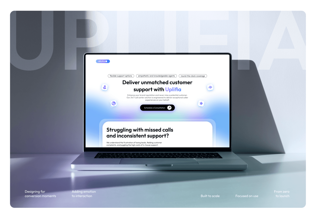 Лендинг для колл-центра Uplifia: когда меньше = больше