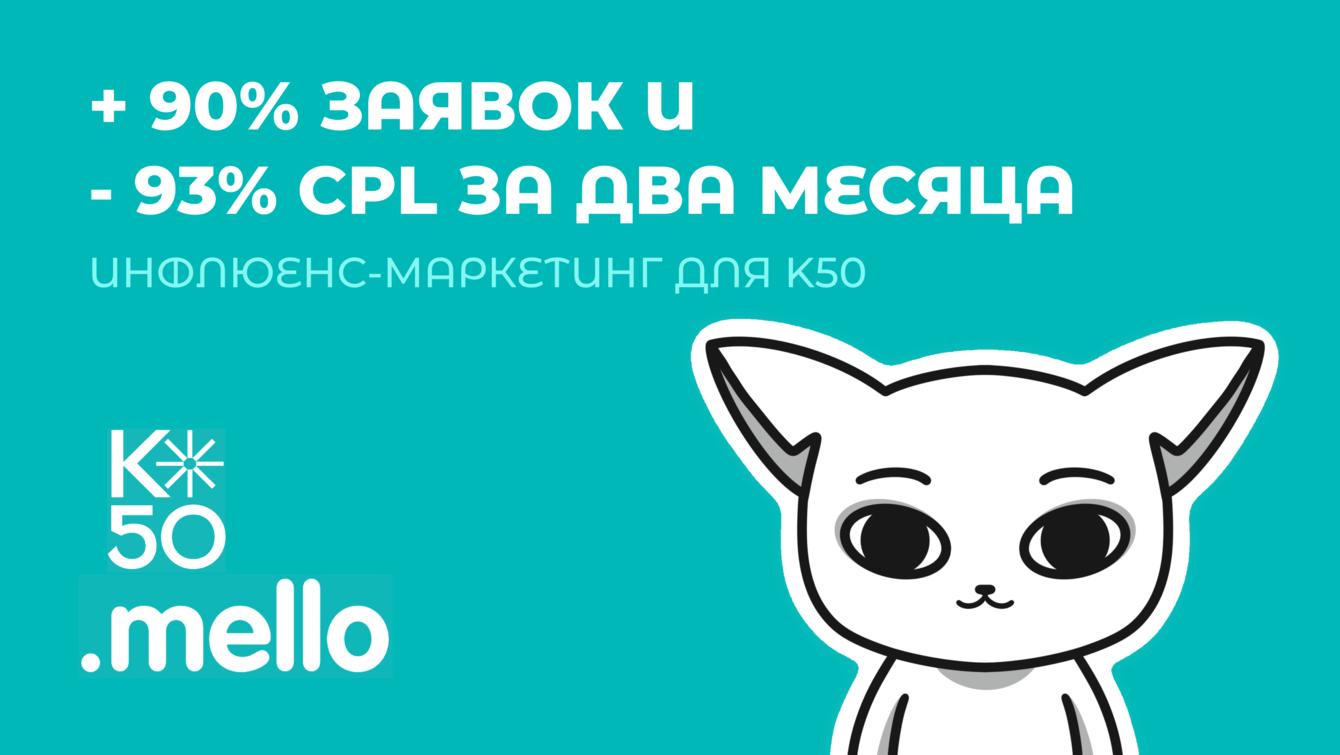 +90% заявок и -93% CPL за два месяца. Инфлюенс-маркетинг для К50