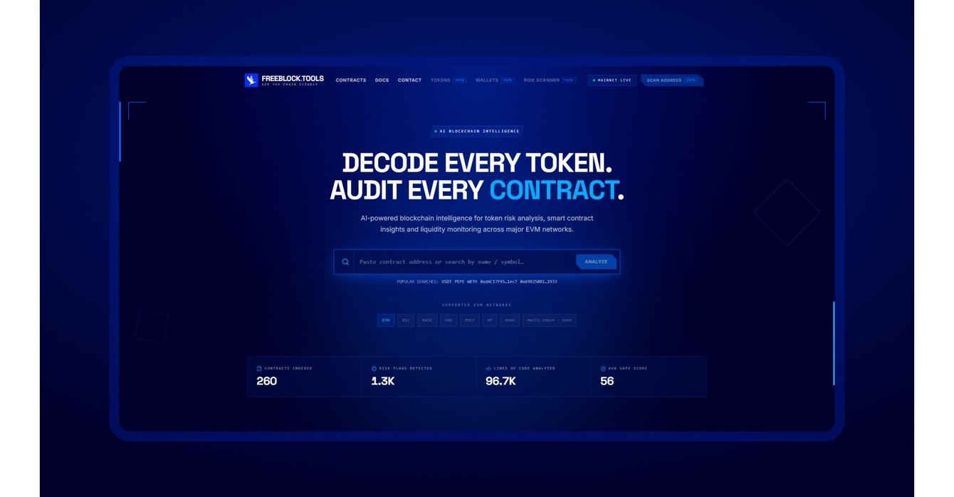 Freeblock.tools — дизайн Web3-сервиса анализа смарт-контрактов