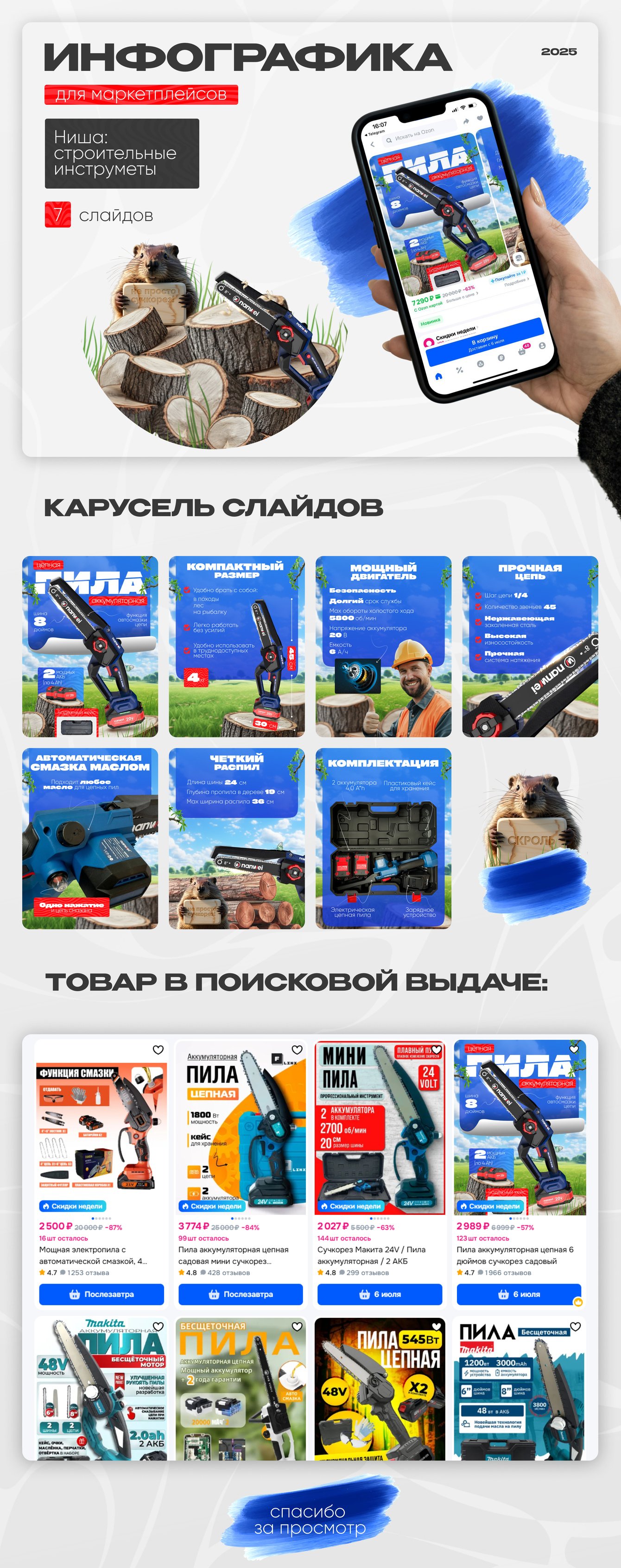 Эффективность инфографики в продвижении аккумуляторных пил