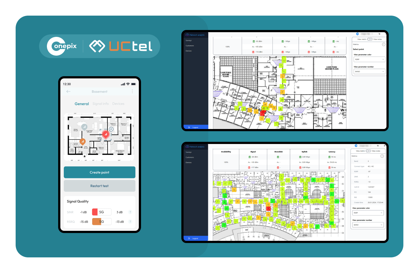 Мобильное приложение и дашборд для компании по подбору решений для мобильной связи внутри зданий