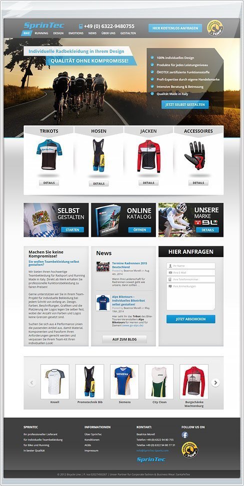 Создание корпоративного сайта для SPRINTEC SPORTS