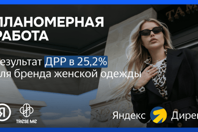 Планомерная работа в Я.Директ и ДРР в 25,2% для бренда женской одежды