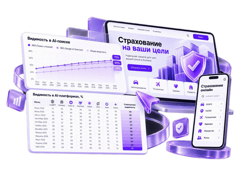Продвижение страховой компании с фокусом на GEO/AEO оптимизацию