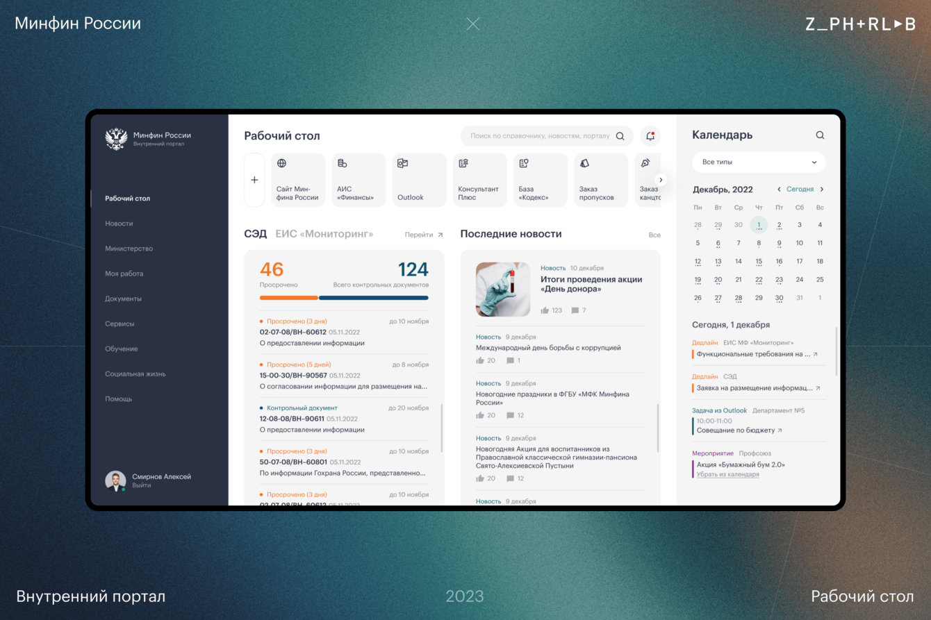 Редизайн и реструктуризация внутреннего портала Министерства финансов Российской Федерации
