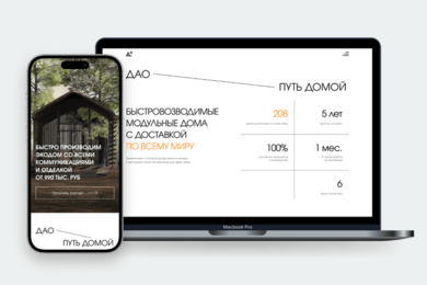 Лендинг для производителя быстровозводимых экодомов «ДАО Дома»