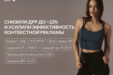 Кейс: как мы снизили ДРР до ~22% и усилили эффективность контекстной рекламы (CPL — 2800 p)