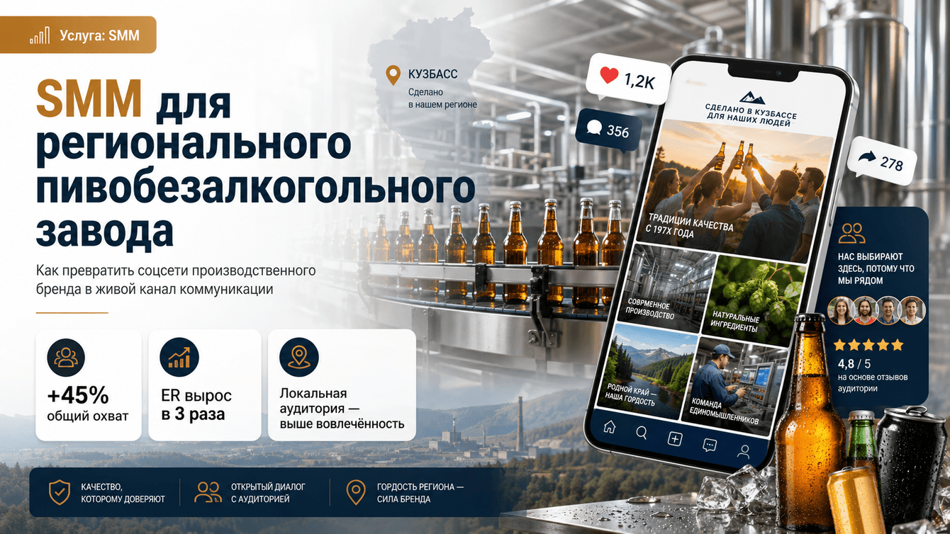 Ведение и продвижение социальных сетей пивобезалкогольного завода в Кузбассе