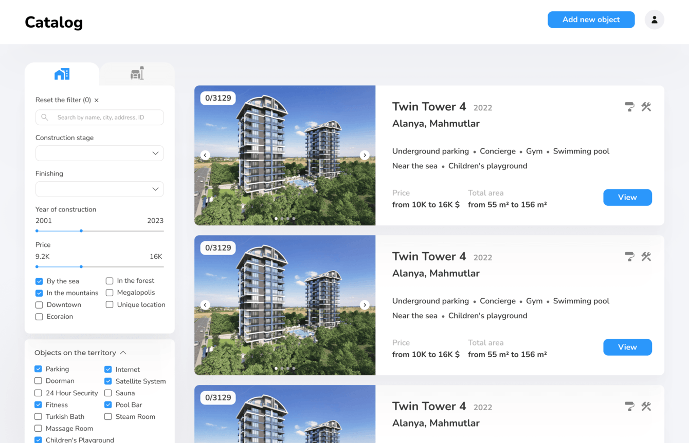 Учет реализации объектов недвижимости для компаний Застройщиков (Турция)