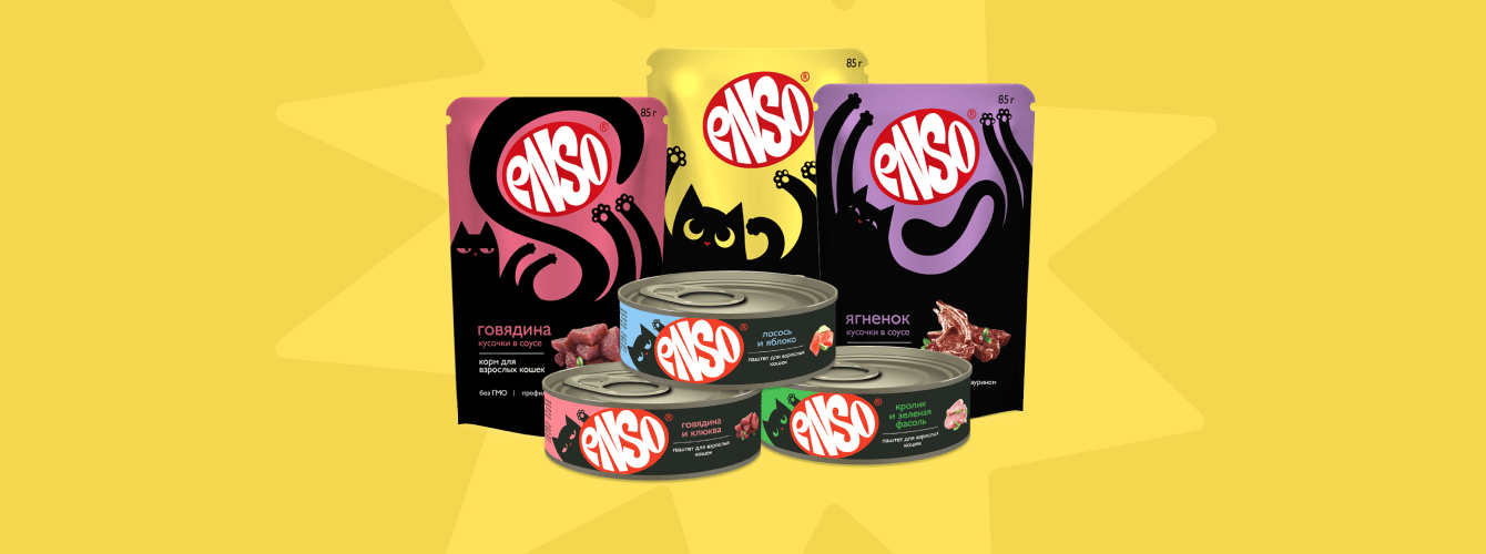 Разработка дизайн-макетов для производителя корма для кошек ENSO (Супрэмо)