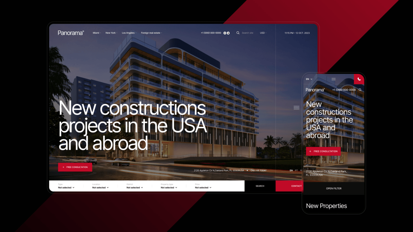 Panorama - международный сайт-каталог недвижимости с поиском по карте и мультиязычностью