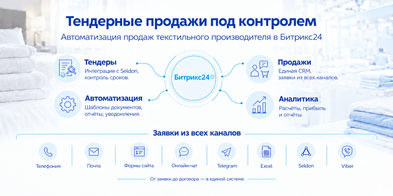 Комплексное внедрение Битрикс24 и интеграция с тендерной площадкой Seldon