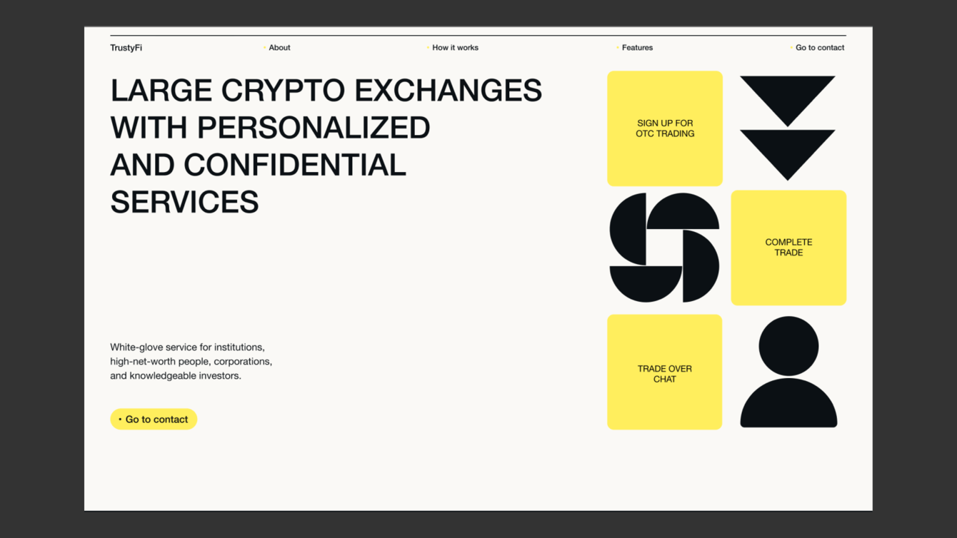 Лендинг для OTC сервиса TrustyFi