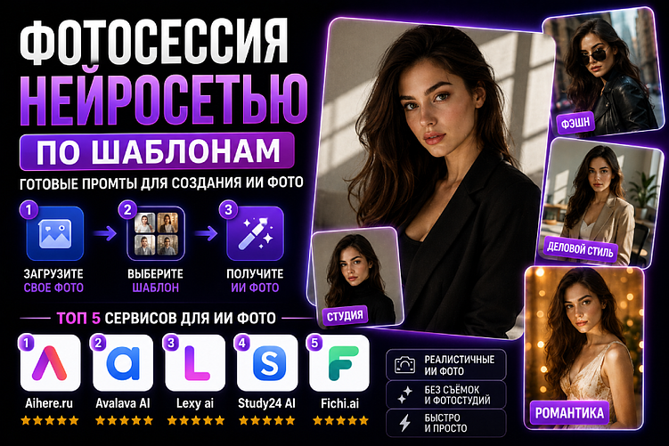 Фотосессия нейросетью по шаблонам - готовые сервисы для создания ИИ-фото