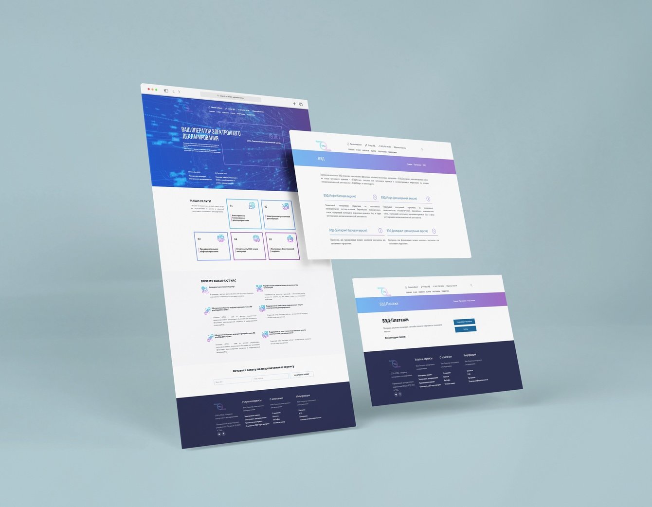 Многостраничный сайт с функционалом отслеживания декларации