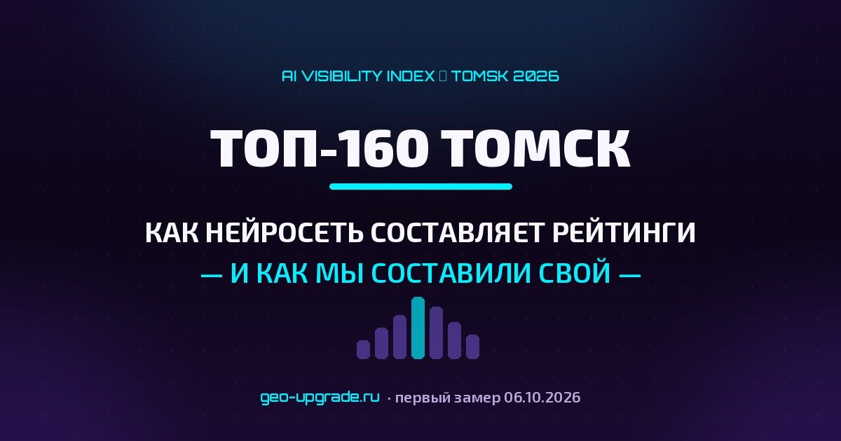Первое публичное исследование AI-видимости бизнеса Томска: AI Visibility Index — Топ-160