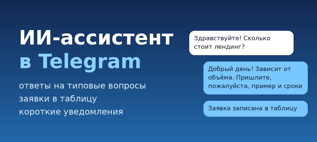 ИИ-ассистент в Telegram: ответы на вопросы, заявки в таблицу, уведомления