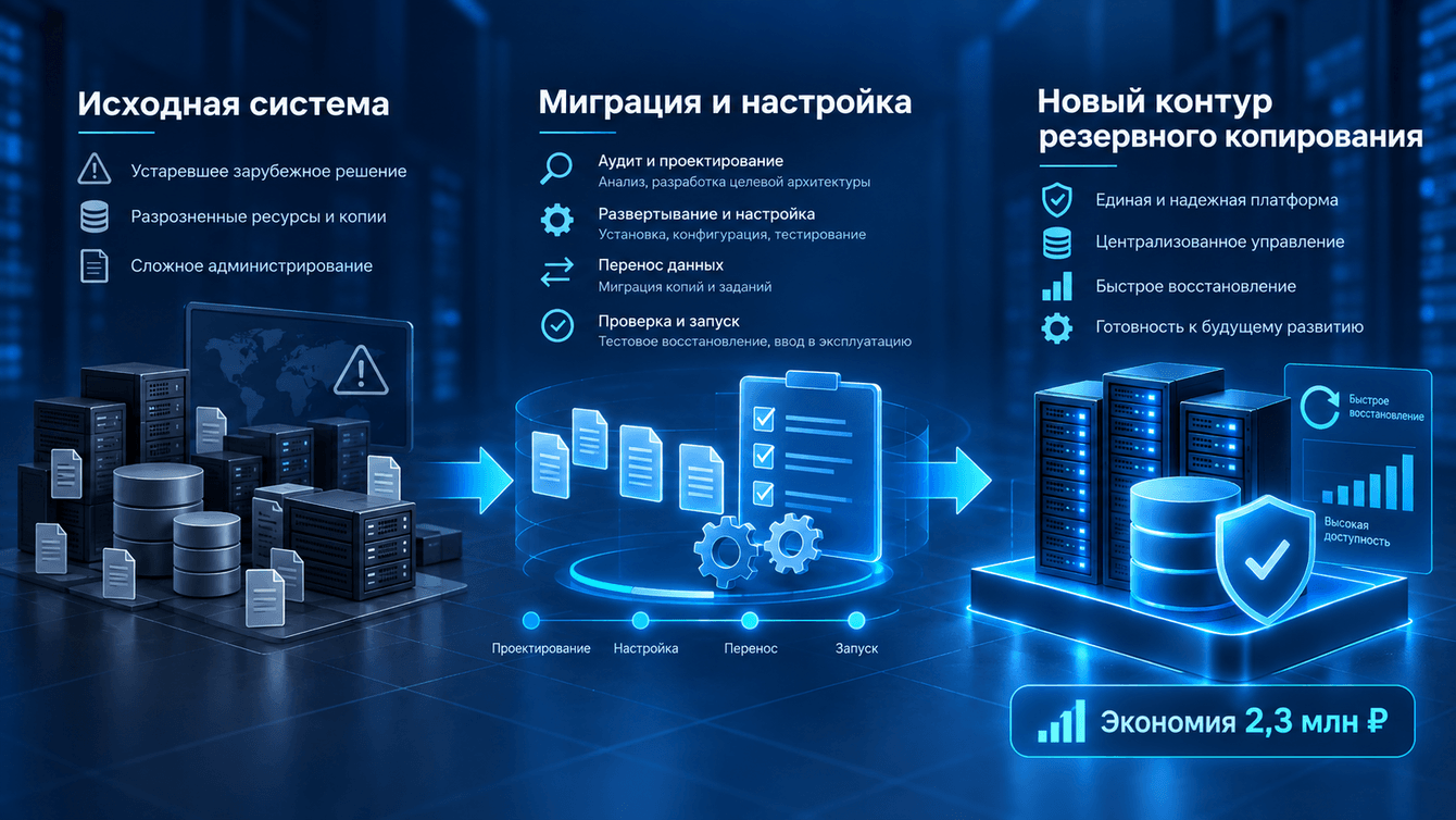 Переход на отечественную систему резервного копирования с экономией 2,3 млн ₽