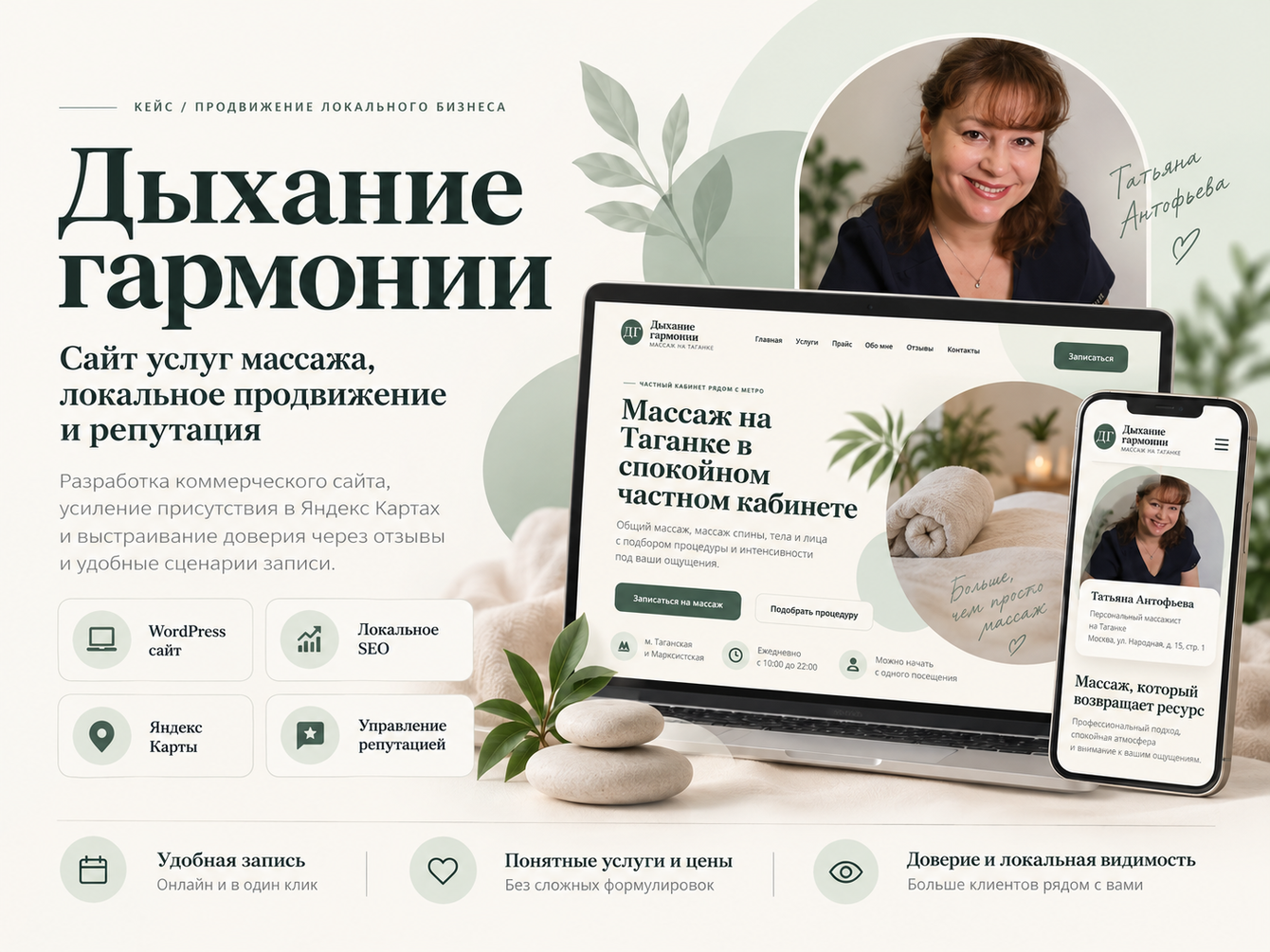 Разработка сайта и продвижение массажного кабинета: рост видимости, обращений и репутации