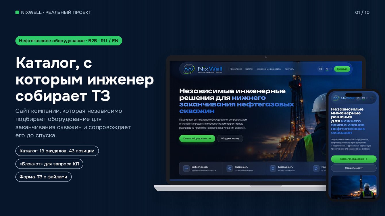 NixWell — сайт-каталог нефтегазового оборудования на двух языках
