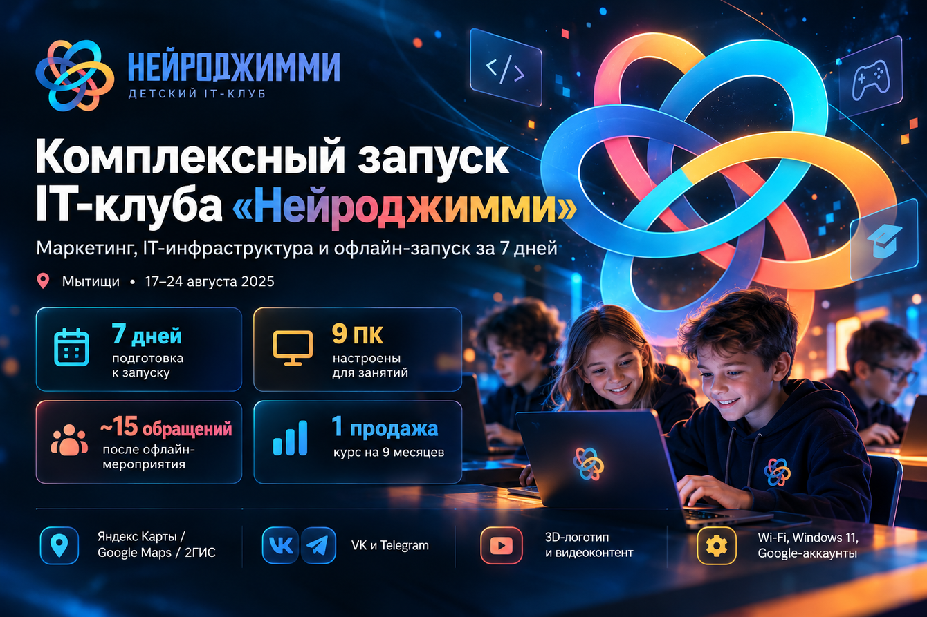 Запуск детского IT-клуба за 7 дней: маркетинг, IT-инфраструктура и первые заявки