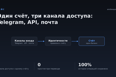 Мультиканальный доступ к сервису: Telegram, API-ключ, почта
