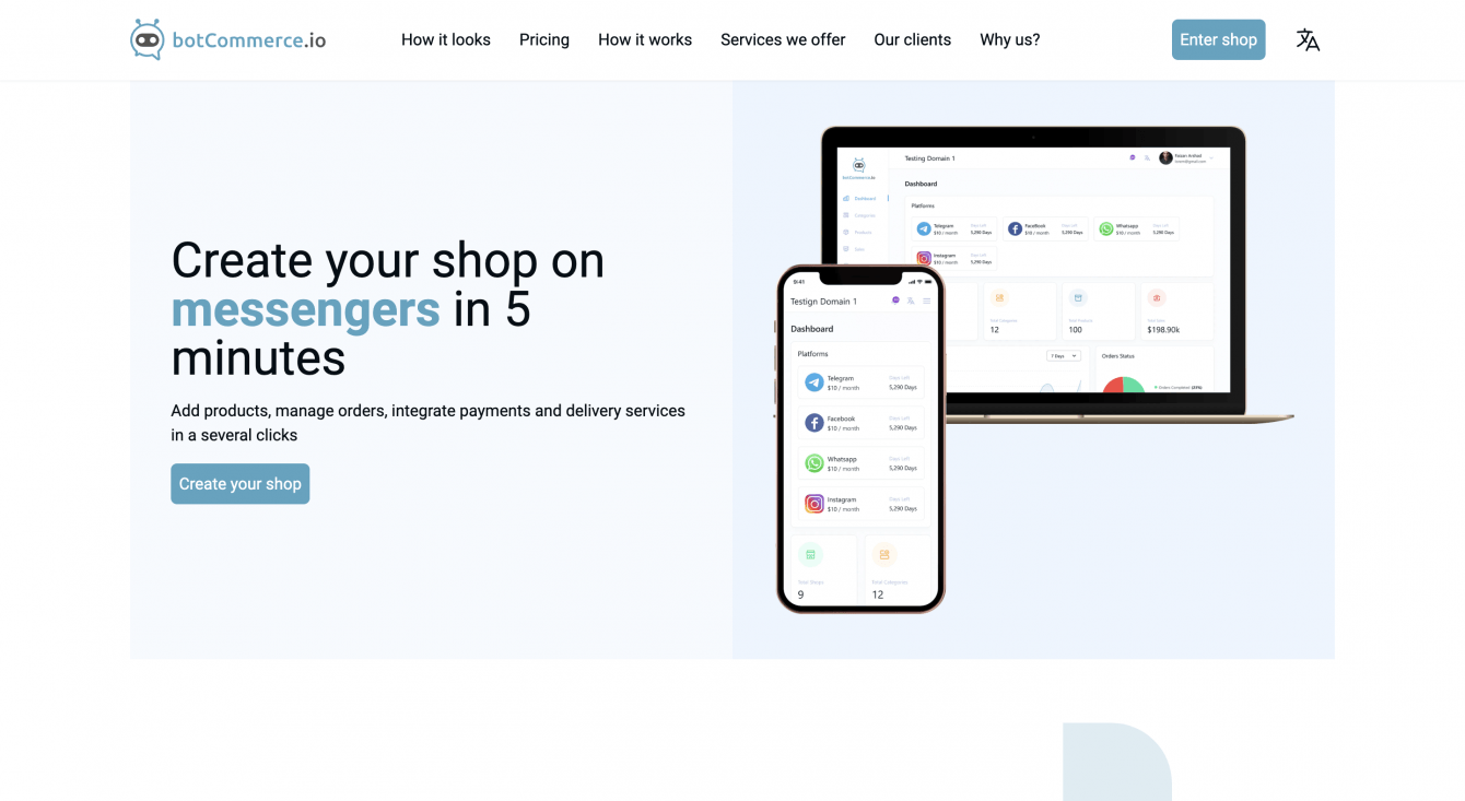 Платформа для создания интернет-магазина через телеграм-бота, собственная панель управления