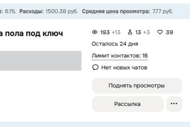 Авито: 70 лидов по 183 ₽ на ремонт квартир и отделку через Авито за 17 дней