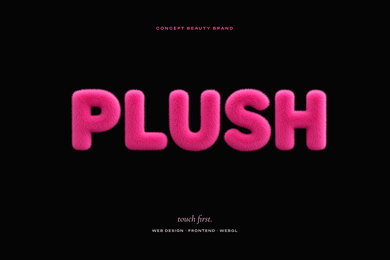 PLUSH — beauty-лендинг с кастомным WebGL-интерактивом