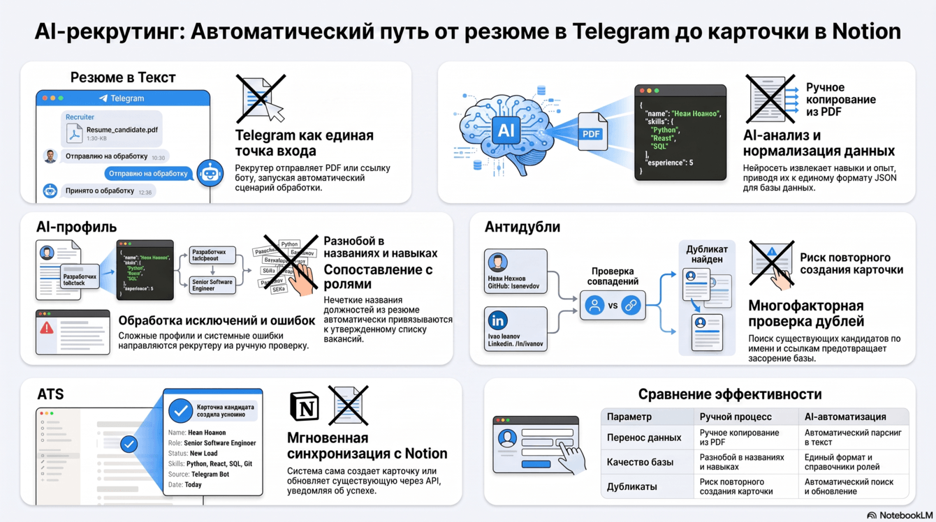 ИИ-система подбора персонала: Telegram-бот, Notion и автоматический разбор резюме