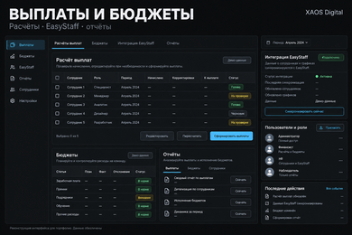 Расчёт выплат и бюджетов с интеграцией EasyStaff