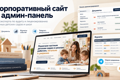 Корпоративный сайт и админ-панель по аудиту и лицензированию частных детских садов и школ
